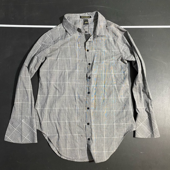 Grey checkered flannel buttoned down shirt - Picture 1 of 2